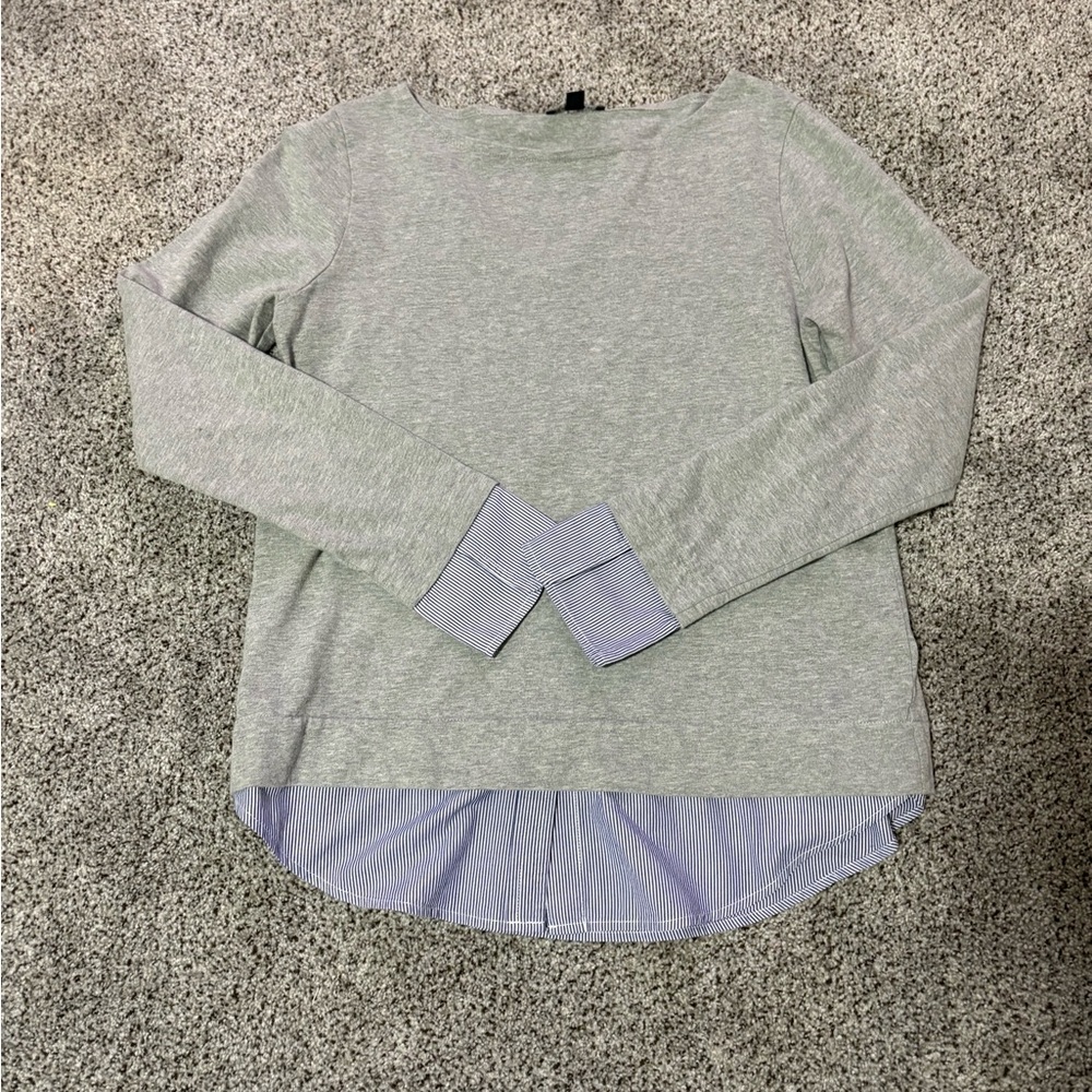 J. Crew Gray and Blue Crew Neck Sweater